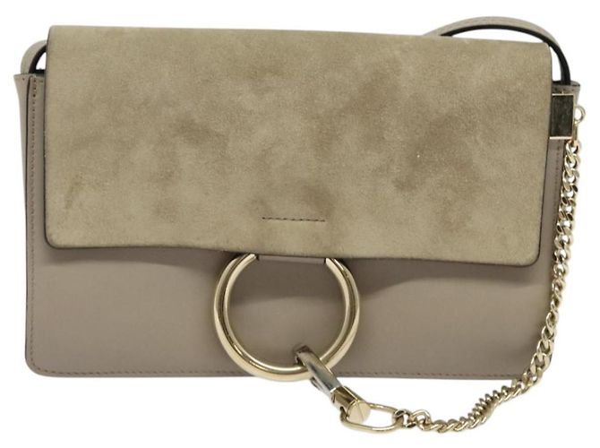 Chloé Bolsa de Ombro Chloe Fay em Couro Greige Dourado Auth BA4020 - vista 13