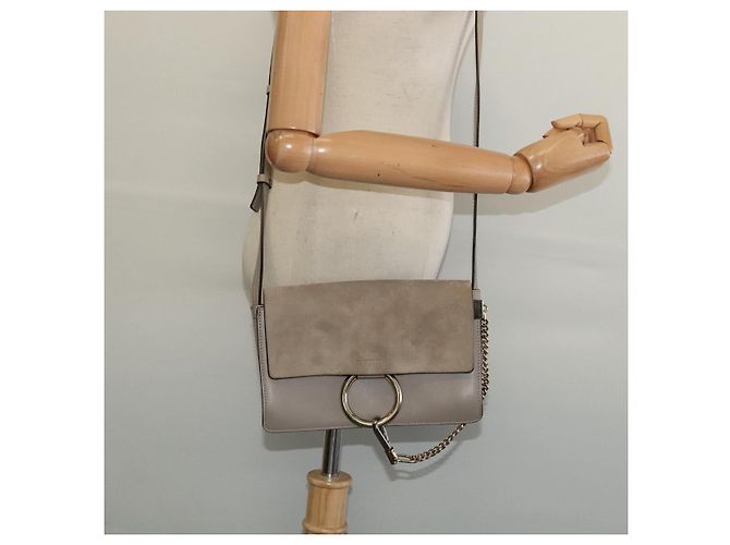Chloé Bolsa de Ombro Chloe Fay em Couro Greige Dourado Auth BA4020 - vista 23