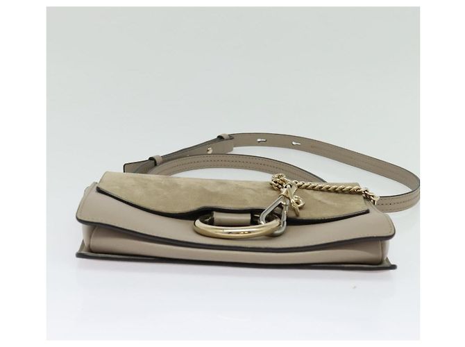 Chloé Bolsa de Ombro Chloe Fay em Couro Greige Dourado Auth BA4020 - vista 5