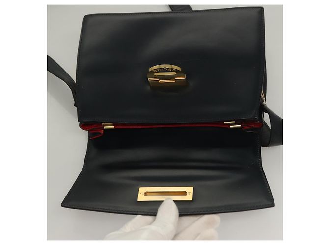 Céline Bolsa de Ombro CELINE em Couro Azul Marinho Dourado Auth 132947 - vista 10