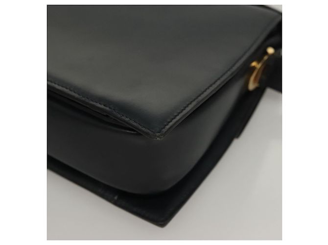 Céline Bolsa de Ombro CELINE em Couro Azul Marinho Dourado Auth 132947 - vista 17