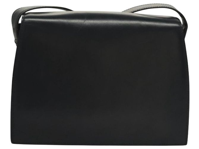 Céline Bolsa de Ombro CELINE em Couro Azul Marinho Dourado Auth 132947 - vista 2