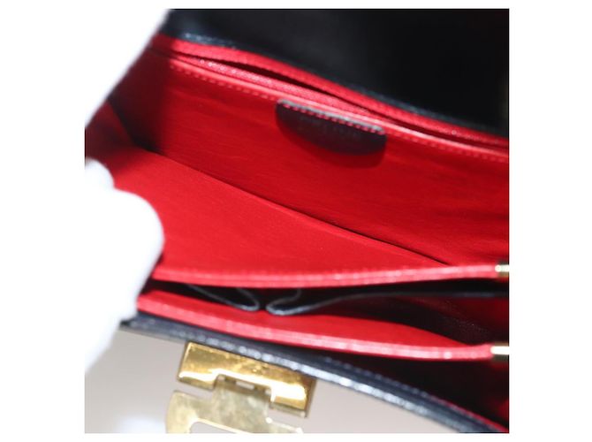 Céline Bolsa de Ombro CELINE em Couro Azul Marinho Dourado Auth 132947 - vista 22