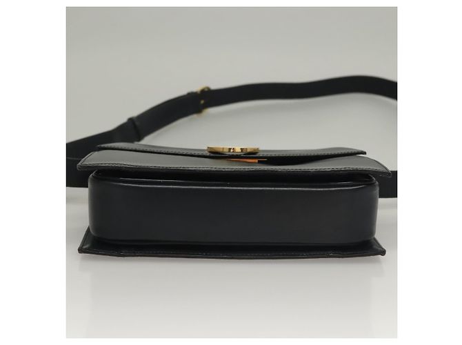 Céline Bolsa de Ombro CELINE em Couro Azul Marinho Dourado Auth 132947 - vista 5