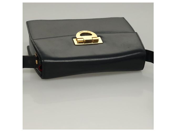 Céline Bolsa de Ombro CELINE em Couro Azul Marinho Dourado Auth 132947 - vista 6
