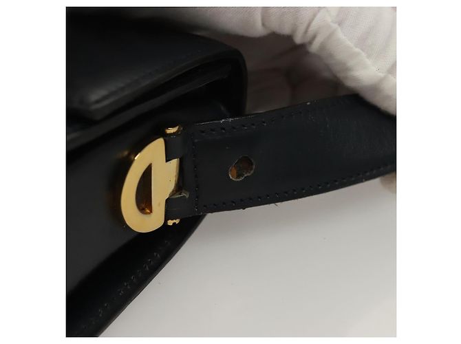 Céline Bolsa de Ombro CELINE em Couro Azul Marinho Dourado Auth 132947 - vista 8