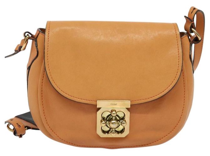 Chloé Chloe Elsie Schultertasche aus Leder Beige Gold Auth BA4046 - Ansicht 13