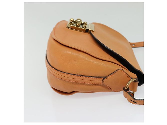 Chloé Chloe Elsie Schultertasche aus Leder Beige Gold Auth BA4046 - Ansicht 4