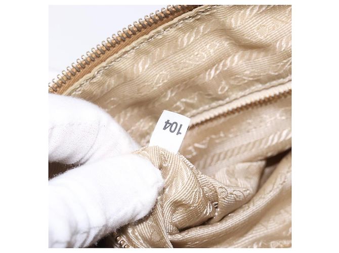 Borsa a Spalla PRADA Nylon Beige Oro Auth 131423 D'oro - vista 12
