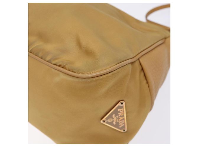 Borsa a Spalla PRADA Nylon Beige Oro Auth 131423 D'oro - vista 16