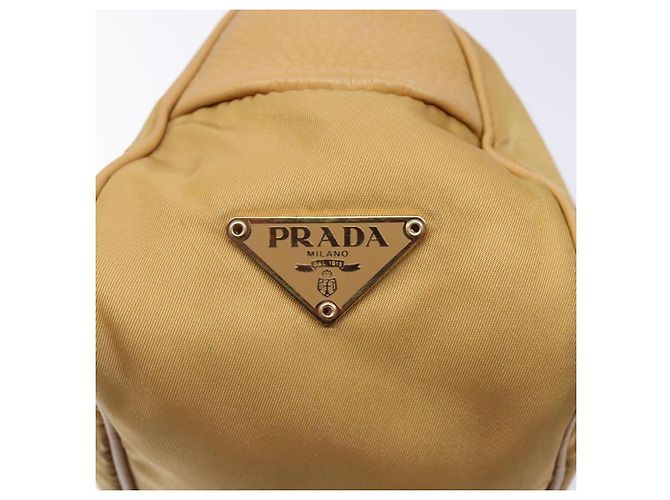 Borsa a Spalla PRADA Nylon Beige Oro Auth 131423 D'oro - vista 18