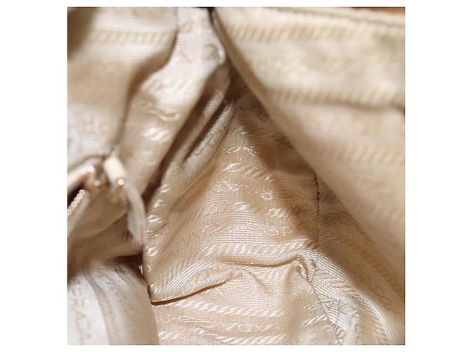 Borsa a Spalla PRADA Nylon Beige Oro Auth 131423 D'oro - vista 21