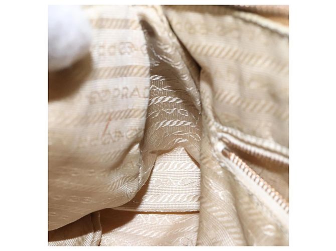 Borsa a Spalla PRADA Nylon Beige Oro Auth 131423 D'oro - vista 22