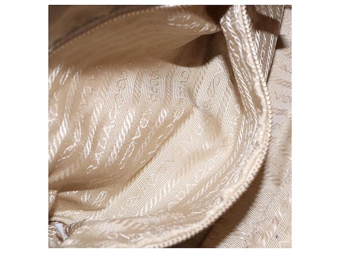 Borsa a Spalla PRADA Nylon Beige Oro Auth 131423 D'oro - vista 23