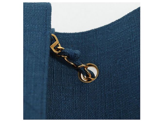 CHANEL Borsa a Spalla Diana Flap in Tela Blu Oro CC Auth 132485SM D'oro - vista 21