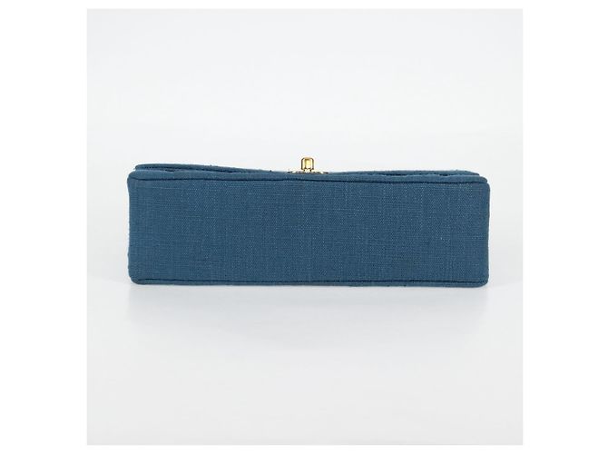 CHANEL Borsa a Spalla Diana Flap in Tela Blu Oro CC Auth 132485SM D'oro - vista 5