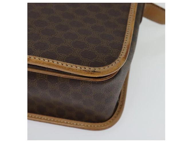 Céline Borsa a Spalla in Tela Macadam CELINE in Pelle PVC Marrone Oro Auth 134526 D'oro - vista 10