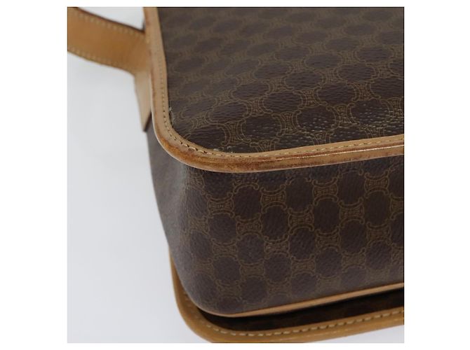 Céline Borsa a Spalla in Tela Macadam CELINE in Pelle PVC Marrone Oro Auth 134526 D'oro - vista 15