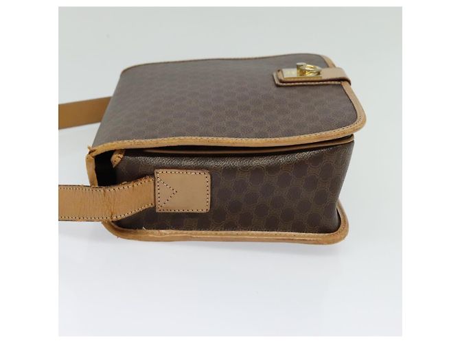 Céline Borsa a Spalla in Tela Macadam CELINE in Pelle PVC Marrone Oro Auth 134526 D'oro - vista 3