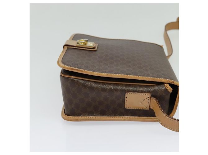 Céline Borsa a Spalla in Tela Macadam CELINE in Pelle PVC Marrone Oro Auth 134526 D'oro - vista 4