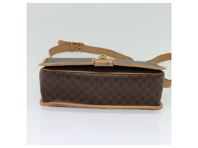 Céline Borsa a Spalla in Tela Macadam CELINE in Pelle PVC Marrone Oro Auth 134526 D'oro - vista 5