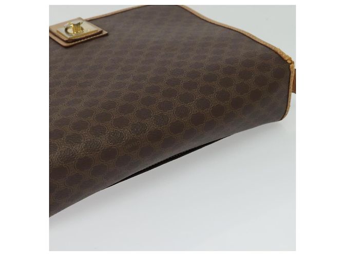 Céline Borsa a Spalla in Tela Macadam CELINE in Pelle PVC Marrone Oro Auth 134526 D'oro - vista 6
