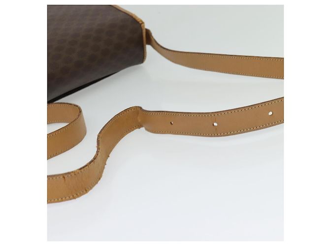 Céline Borsa a Spalla in Tela Macadam CELINE in Pelle PVC Marrone Oro Auth 134526 D'oro - vista 7