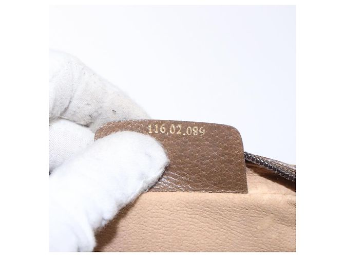 Gucci Borsa Sherry Line GG Supreme Web in PVC beige e oro 116 02 089 Auth BA4187 D'oro - vista 12