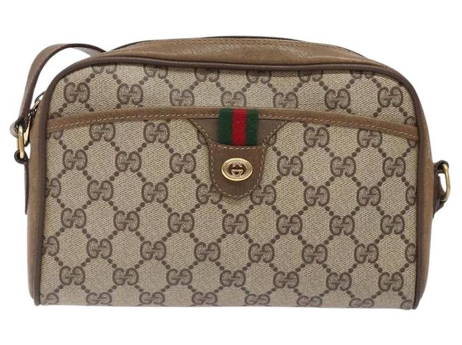 Gucci Borsa Sherry Line GG Supreme Web in PVC beige e oro 116 02 089 Auth BA4187 D'oro - vista 13