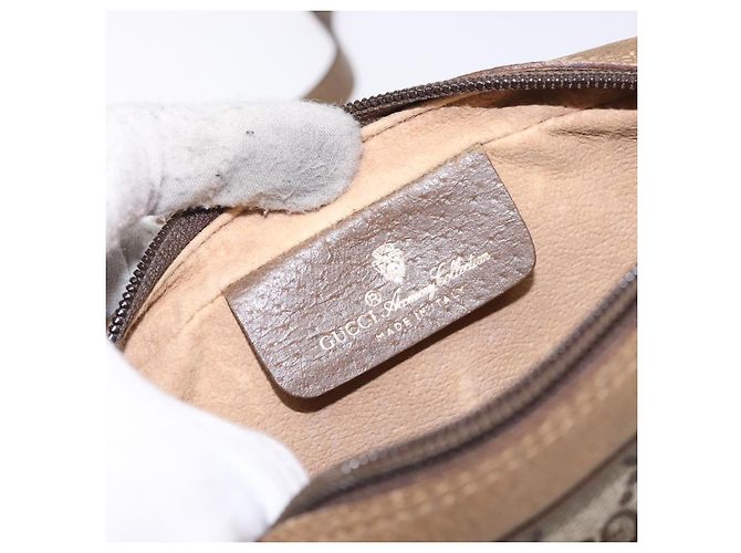 Gucci Borsa Sherry Line GG Supreme Web in PVC beige e oro 116 02 089 Auth BA4187 D'oro - vista 19