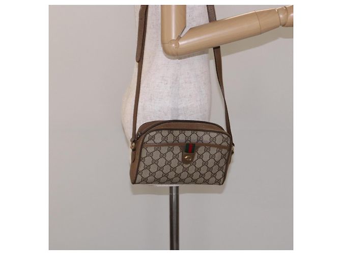 Gucci Borsa Sherry Line GG Supreme Web in PVC beige e oro 116 02 089 Auth BA4187 D'oro - vista 22