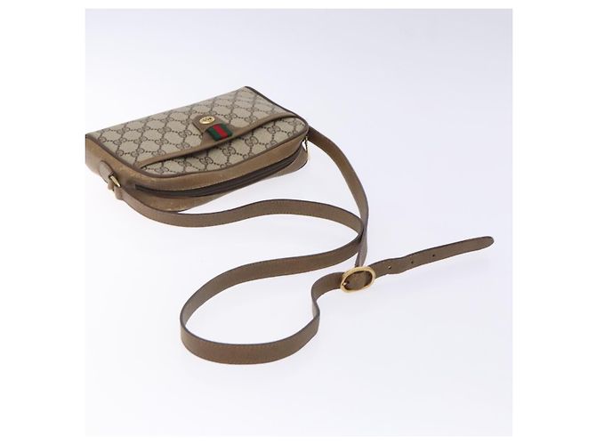 Gucci Borsa Sherry Line GG Supreme Web in PVC beige e oro 116 02 089 Auth BA4187 D'oro - vista 7
