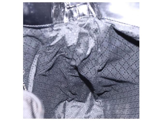 Borsa a mano in nylon nero e argento Gucci Bamboo 001 2123 1577 Auth ep9772 - vista 18
