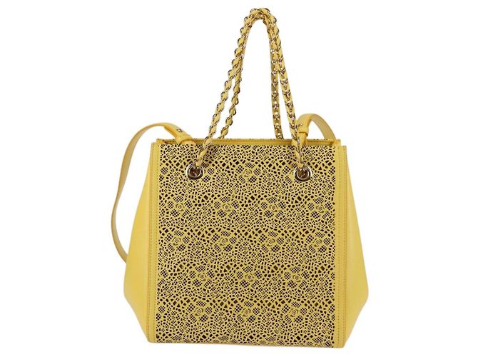 Borsa Vala Chain in pelle 2 in 1 oro giallo Auth 132893V di Salvatore Ferragamo - vista 2