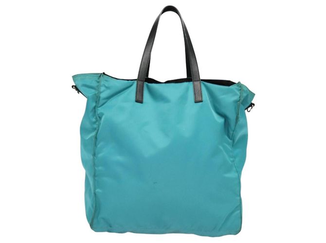 Prada Tote Bag aus Nylon Blau Silber authentisch mr1463 - Ansicht 2