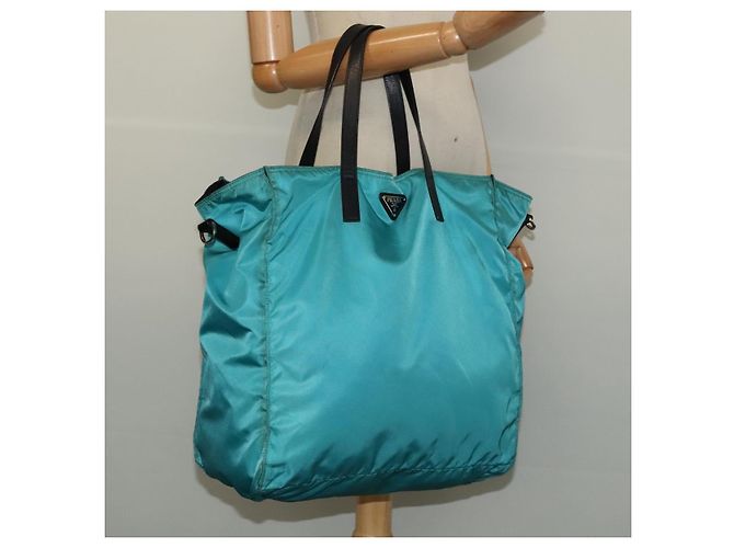 Prada Tote Bag aus Nylon Blau Silber authentisch mr1463 - Ansicht 21