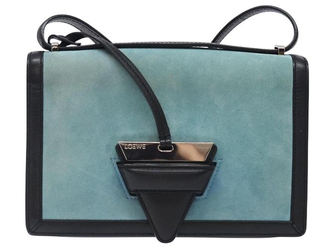 Borsa a Spalla LOEWE Camoscio Blu Argento Auth 132888 - vista 13