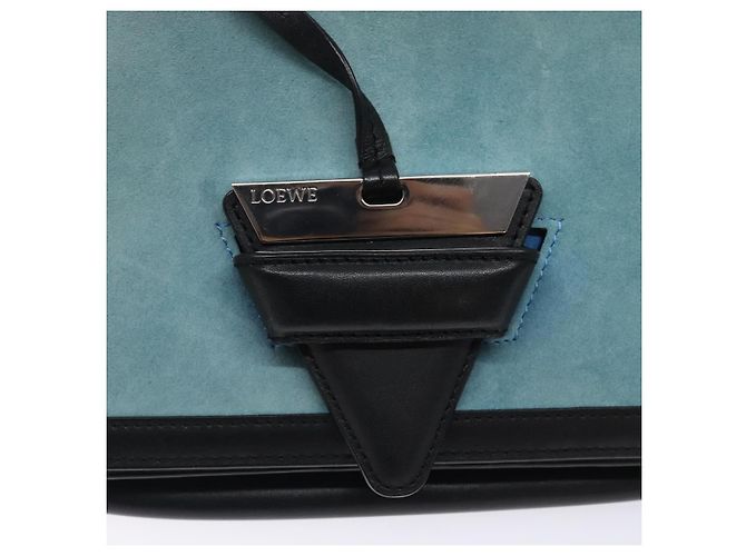 Borsa a Spalla LOEWE Camoscio Blu Argento Auth 132888 - vista 17