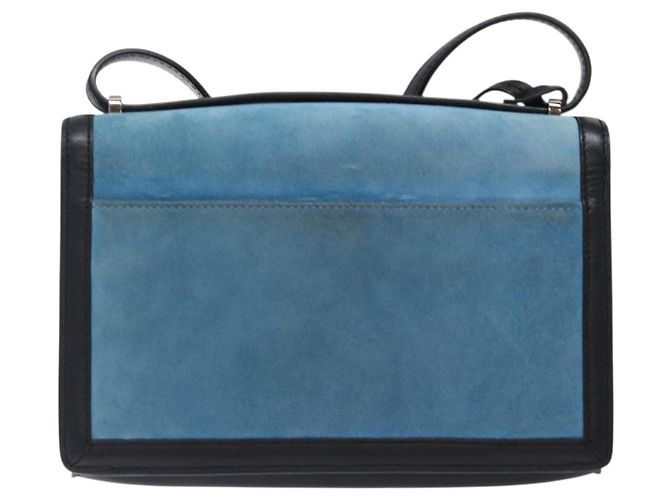 Borsa a Spalla LOEWE Camoscio Blu Argento Auth 132888 - vista 2