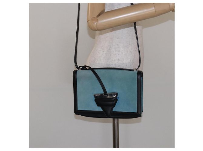 Borsa a Spalla LOEWE Camoscio Blu Argento Auth 132888 - vista 23
