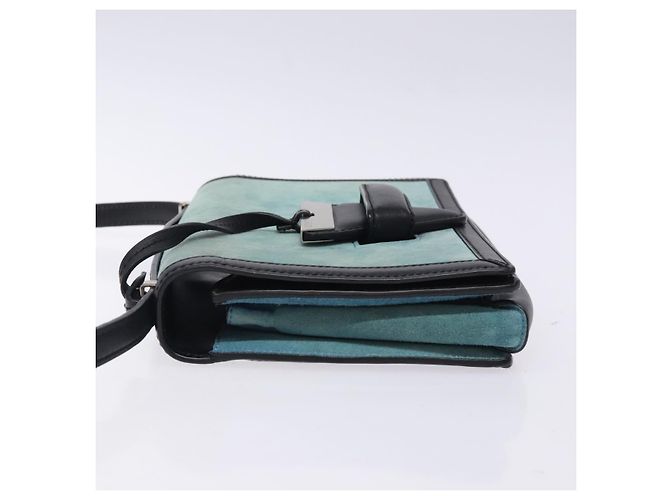Borsa a Spalla LOEWE Camoscio Blu Argento Auth 132888 - vista 4