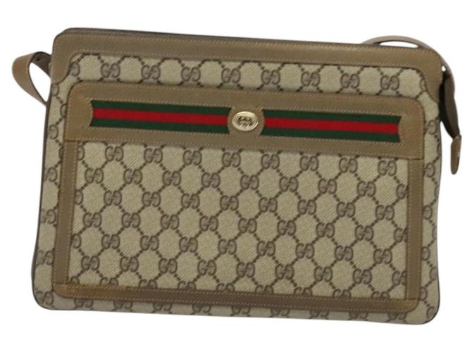 Borsa a Spalla Gucci GG Supreme Web Sherry Line PVC Beige 41 02 090 Auth ki5836 D'oro - vista 13