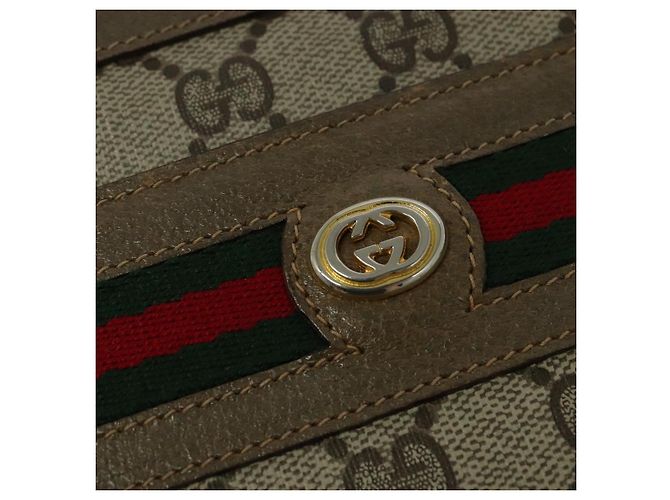 Borsa a Spalla Gucci GG Supreme Web Sherry Line PVC Beige 41 02 090 Auth ki5836 D'oro - vista 17