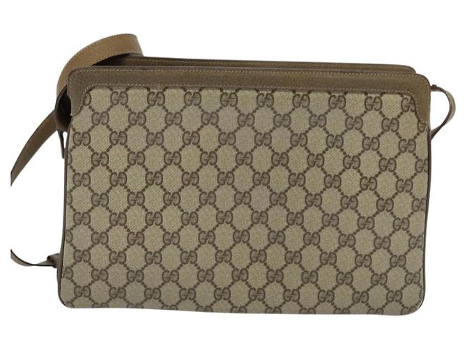 Borsa a Spalla Gucci GG Supreme Web Sherry Line PVC Beige 41 02 090 Auth ki5836 D'oro - vista 2