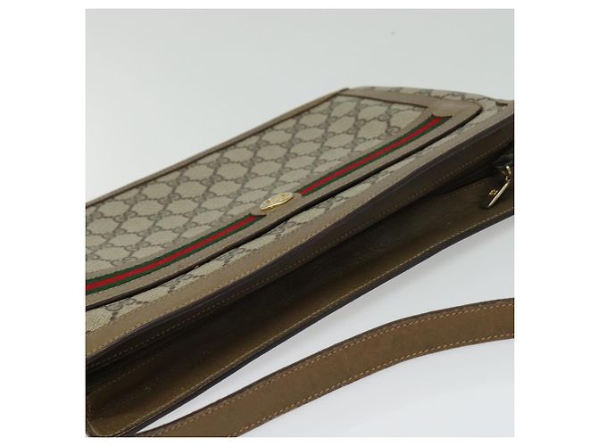 Borsa a Spalla Gucci GG Supreme Web Sherry Line PVC Beige 41 02 090 Auth ki5836 D'oro - vista 6