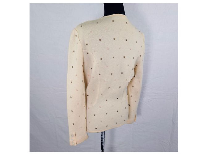 Valentino Garavani Vintage-Punkte-Cardigan aus den 80ern von Valentino Studio Weiß Creme - Ansicht 2