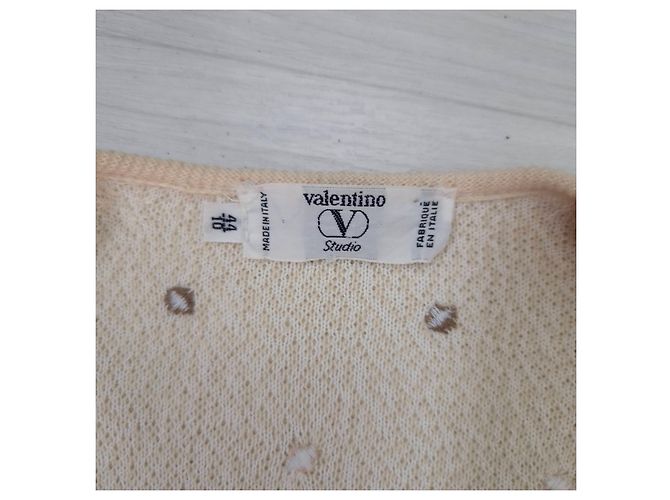 Valentino Garavani Vintage-Punkte-Cardigan aus den 80ern von Valentino Studio Weiß Creme - Ansicht 4