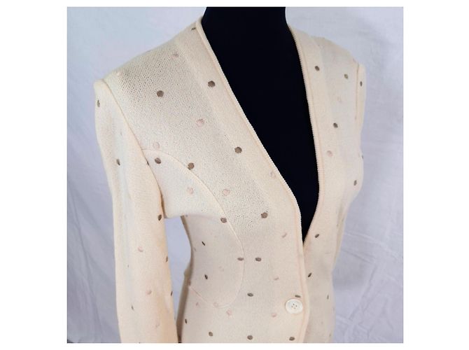 Valentino Garavani Vintage-Punkte-Cardigan aus den 80ern von Valentino Studio Weiß Creme - Ansicht 5