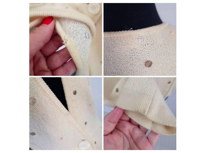 Valentino Garavani Vintage-Punkte-Cardigan aus den 80ern von Valentino Studio Weiß Creme - Ansicht 7