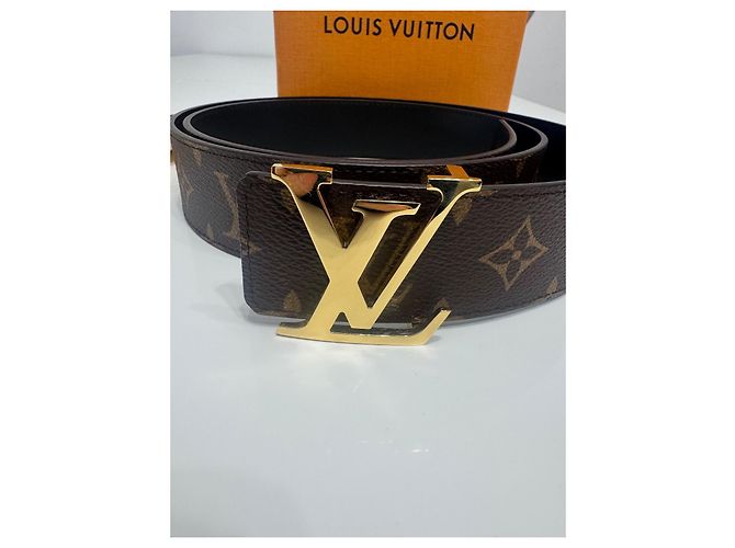 Cintura Louis Vuitton in pelle marrone chiaro e scuro Marrone scuro - vista 2
